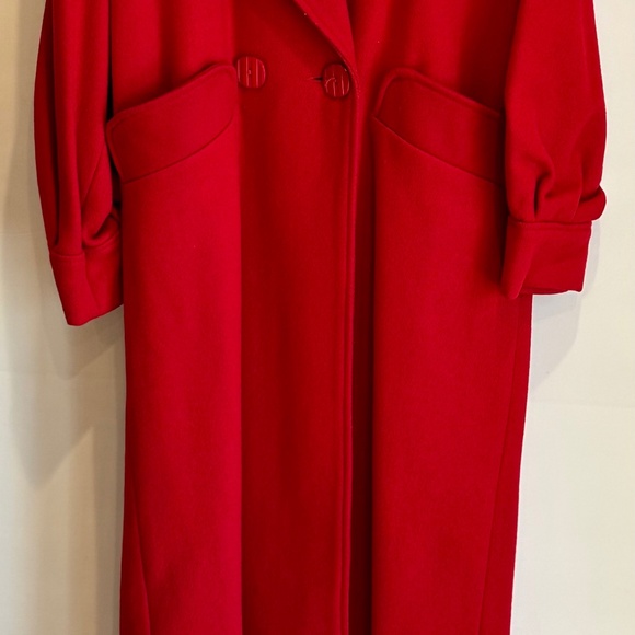 Women's Full Length Wool Coat - Red Size-10 - Picture 2 of 6